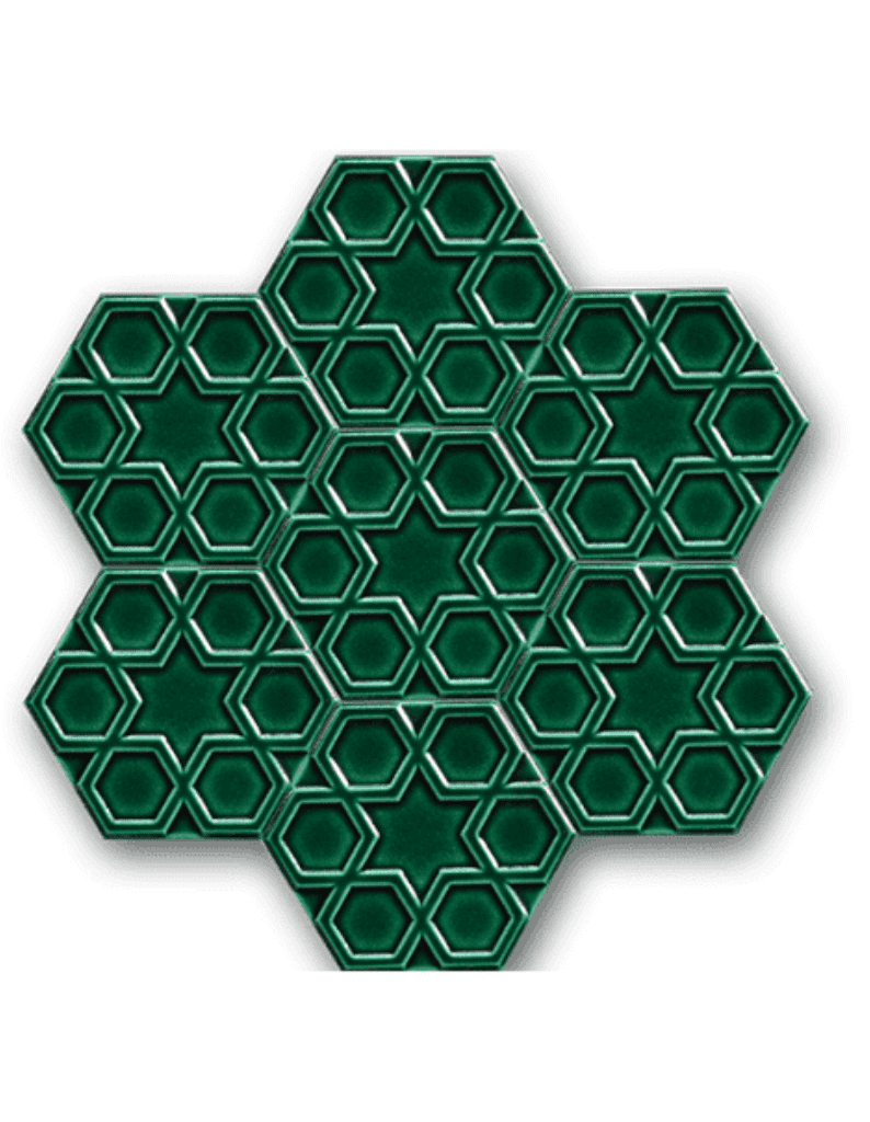 Zümrüt Yeşili Seramik-24- 15x17 Türkmen Yıldızı Altıgen Seramik, Zümrüt Yeşil Altıgen Banyo Seramik, Altıgen Cafe Seramik,  Altıgen Seramik Cafe, Altıgen Fayans, Altıgen Fayans Modelleri, Doku Seramik